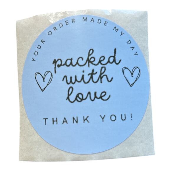 Set of 100 2" Round Handmade "Packed with Love" Stickers - Picture 5 of 8